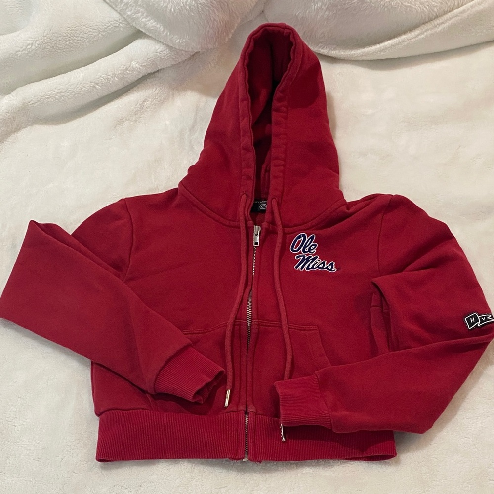 Ole Miss Rebels Hype and Vice Oxford Cropped Zip-Up Boutique Pocketed Hoodie ✨
